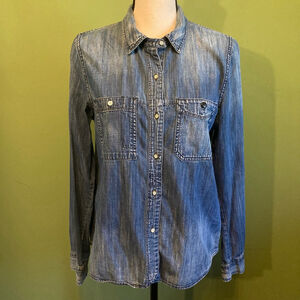 Women's Madewell Blue Denim Long Sleeve Button Down Shirt M